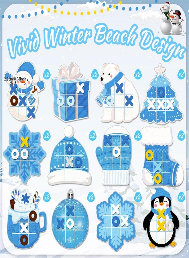 Capoda 24 Pack Winter Christmas Party Games Snow Tic Tac Toe Strategic Board Game Xmas Tree Snowman Snowflake Desk Game Toys for Christmas Party Favors Stocking Stuffers Winter Birthday Gift - Image 3